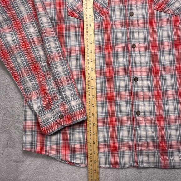 Wrangler XL Slim Fit Western Plaid Shirt – Aura Orange Gray Button Up RanchWear‎ - Picture 9 of 16